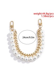 25/40cm aluminum pearl strap for handbags handles DIY purse replacement long beaded chain for shoulder bag pearl strap