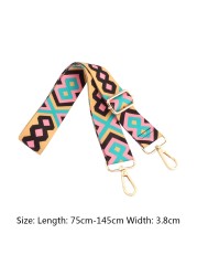 Geometric Patterns Bag Strap Replacement Women Crossbody Handbag DIY Strap 75-145cm Wide Strap Bag Female Shoulder Bag Straps