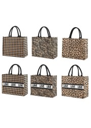 Linen Square Casual Ladies Shopping Bag Daily Shopping Bag Large Capacity Storage Bags For Home Travel