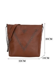 Fashion Women Bag PU Leather Rivet Shoulder Bag Fashion Chain Zipper Handle Bag Female Luxury Brand Designer Handbags