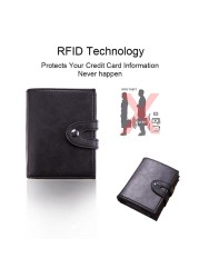 DIENQI Rfid Card Holder Smart Wallets Mens Leather Trifold Wallet Black Vintage Short Male Purses With Coin Pocket Walet Fleet