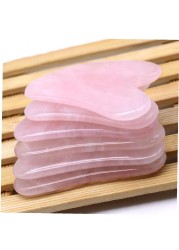 Natural Pink Quartz Jade Guasha Stone Massage Board Jade Gua Sha Scraper for Face Neck Skin Lifting Remover Beauty Care