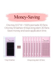 Sung Lashes C D Curl 8-15mm Time Saving Fans Pre-made 3D Lash W Shape Eyelash Extension for Professional and Matte Soft Natur