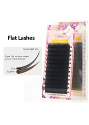 Yilix Cils Ellipse Flat Lashes Blend Soft Two Split Tips Dark Eye Lashes Black Cashmere Eyelashes Lash Extension Supplies