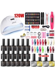 Nail Set With Nail Lamp Nail Dryer Manicure Drill Machine Manicure Set Kit Polygels Nail Gel Polish Set Soak Off Nail Art Tools Kits