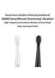 Modes Acoustic Vibration All-round Adult Timer Brush 5 Waterproof USB Charger Rechargeable Tooth Brushes Replacement Heads Set