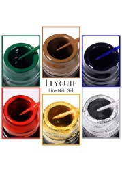 LILYCUTE 14 Colors 5ml Polish Line Gel Kit Nail Art Design UV/LED Nail Polish Drawing Polish DIY Painting Varnish Liner Gel