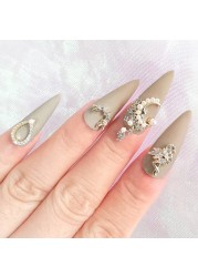 10pcs/lot 3D Luxury Moon Crane Zircon Crystals Rhinestones Pearl Nail Art Jewelry Nail Decorations Accessories Charms Supplies