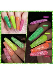 ur sugar fluorescent reflective gel nail polish neon yellow pink red glitter semi permanent soak off uv led nail polish