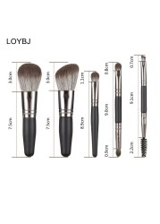 Loebig 5pcs Mini Makeup Brushes Set Powder Foundation Blush Highlighter Contour Eye Shadow Eyebrow Lash Portable Cosmetic Brush