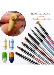 8pcs UV Acrylic France Nail Art Painting Brush Set For Manicure Acrylic Powder Gel Brush Nail Part Liner Painting Accessories Tool