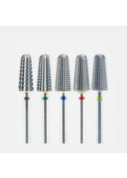 New 5 in 1 Tapered Carbide Nail Drill Bits Two-Way Carbide Drill Bits Accessories Milling Cutter for Manicure Left and Right Hand