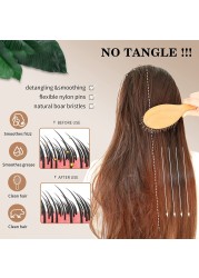 Natural Boar Bristle Massage Brush Comb Wood Handle Brush Comb Massage Comb Anti-static Hair Scalp Paddle Brush Styling Tool