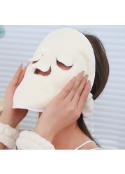 D2TA Hot Face Care Compress Face Towel Headband Wristband Coral Fleece Hair Mask Soft Toweling Hairband Bath Spa