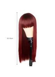 European American Long Straight Wig With Bangs Synthetic Bangs Hair Wigs With Wig For Women Heat Resistant Wigs Multicolor