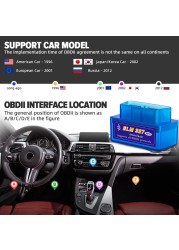 OBD2 Scanner ELM327 V1.5 PIC18F25K80 Bluetooth Compatible Small ELM 327 V2.1 WiFi Code Reader for Android Car Diagnostic Tool