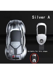 Zinc Alloy Car Key Cover With Boutique Metal Leather Keychain For Audi A6 A4 A3 Q2 Q3 Q5 Q7 A7 A8 Car Key Shell Protector