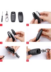 ABS Carbon Fiber Car Key Case Cover For Audi A3 A4 B9 A6 C8 A7 S7 4K A8 D5 S8 Q7 Q8 SQ8 E-tron 2018 2019 2020 2021 Accessories