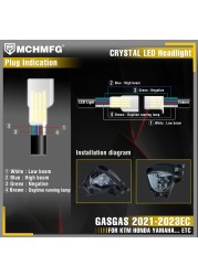 MCHMFG مصباح أمامي LED كريستال للدراجات النارية كشاف أمامي لغاسغاس 2021-2023 EC 2021 2022 2023 إندورو للدراجات النارية