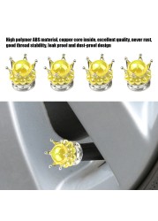 4pcs Universal Crown Car Tire Valve Caps Replacement ABS Dust-proof Car Wheel Tire Valve Cover Cover Car Accessories