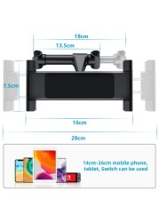 Car back seat mobile phone ipad bracket car headrest bracket rear row lazy telescopic bracket for 4-11 inch mobile phone