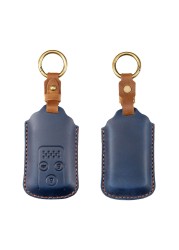 Luxury Leather Car Key Case Cover Fob Protector Key Chain Holder For Honda Odyssey Accord Crosstour Accessories Remote Keyring