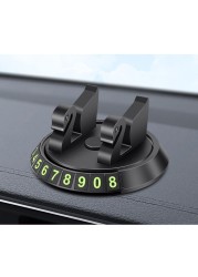 G99F 360 Degree Rotation Car Phone Holder Navigation With Hidden Parking Number Plate Cartoon Cute Doll Ornament Phone Bracket