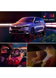 ANMINGPU Neon LED Car Ambient Foot Light with USB Wireless APP Remote Music Control Auto LED Interior Atmosphere Decorative Lamp