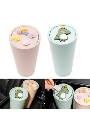 For Front Seat Washable Gift Desktop PVC Tidy Interior Accessories Car Waste Bin Cute Mini Decor With Cover Garbage Storage