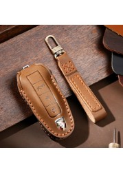 New Luxury Genuine Leather Car Key Cover Case For Porsche Macan 718 Cayenne Palmer Lamela 911 Keychain Holder Car Accessories