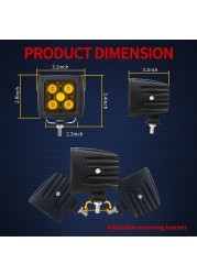 Luyoo 3 بوصة LED مكعبات ضوء 12 فولت 24 فولت العنبر 3000K Led قضيب مصابيح عملي لشاحنة سيارة Atv 4x4 UTV قارب بقعة القيادة الطرق الوعرة الضباب الخفيف