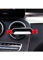 Cute Universal Car Phone Holder Air Conditioning Air Outlet Decoration Air Freshener Car Perfume Ladies Auto Interior Accessories