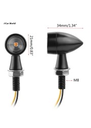 6XDB 2pcs 8mm Flashing Turn Signals Mini Blinkers Front Running Light Universal Compatible with Electric Cars Motorcycle 12V