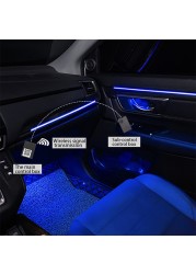 12V Acrylic Interior Atmosphere Light RGB Car Optical Strip APP Voice Control Independent Connection Module Decor Ambient Lamp