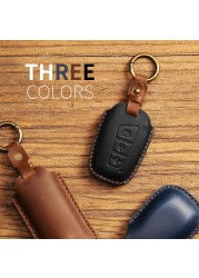 Luxury Leather Key Case Fob Cover Keychain Holder For Hyundai IX35 IX45 Elantra Santafe Equus Genesis Accessories Keyring Bag