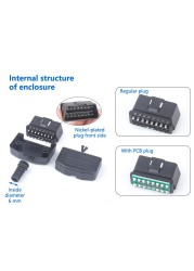 OBD II L Type 16 Pin Bus Connector Cable Socket Plug With Shell And Screw