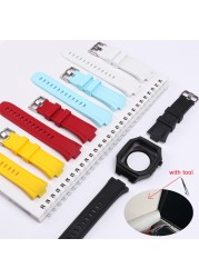 Case Stainless Steel For Apple Watch Band 44mm 45mm Silicone Strap Iwatch Series 7 6 SE 5 Metal Cover Modification Kit Bracelet