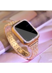 case+diamond strap for apple watch band 40mm 41mm 38mm 45mm 44mm 42mm 38mm metal watchband iWatch serie 3 4 5 6 se 7 bracelet