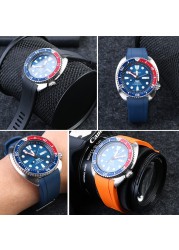 حزام ساعة من أجل SEIKO PROSPEX سلسلة SRPE99K1/SRP777J1 SRPC91J1/25J1 الفلور المطاط منحني مقاوم للماء حزام معصمه للرجال 22 مللي متر