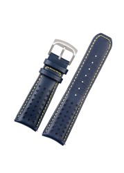 For Citizen Blue Angel Men Radio Wave Watch AT8020-54L/8020-03L/JY8078 Curved End Genuine Leather Watchband Watch Band 22 23