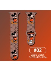 Suitable for apple watch strap cartoon mickey minnie iwatch6 watch with silicone apple watch 7/5/4/3 generate watch sebelt