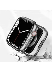 شاشة حامي غطاء للحماية حالة ل iWatch أبل ووتش سلسلة 7 6 5 4 3 2 SE 41 40 45 44 مللي متر 41 مللي متر 45 مللي متر 40 مللي متر 42 مللي متر 38 مللي متر 44 مللي متر