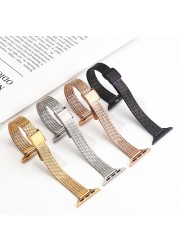 Small Waist Milanese Metal Strap for Apple Watch Band + Case 38mm 40mm 42mm 44mm Band Strap for iwatch Bracelet Series SE 76543