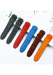 Watch Accessories Men 19mm x 25mm Leather Strap For Hublot Fashion Business Series 22mm Buckle Ladies Rubber Sport Strap