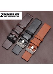 Diesel Watch Cowhide Leather Strap , Fit Strap DZ7312 | DZ4323 | DZ7257 with stainless steel pin clip 24 26 27 28 30mm