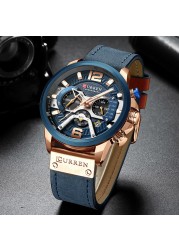 CURREN Casual Sport Watch Blue Watch Men Luxury Military Leather Wrist Watch Man Watch Fashion Chronograph Relogio Masculino