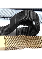 18mm 20mm 22mm 24mm Universal Milanese Watchband Quick Release Watch Band Mesh Stainless Steel Strap Wrist Strap Bracelet Black