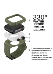 IP68 Waterproof Silicone Case Cover with Sport Band Strap for iwatch Apple Watch Series 6 5 4 3 2 42mm 44mm 44 42mm Accessories