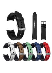 20mm Watch Strap For Samsung Galaxy Watch 4 44mm 40mm Pressure Line Leather Wrist Band Bracelet Galaxy Watch 4 Classic 46mm 42mm