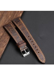 Retro Soft Leather Watch Strap 18 19 20 21 22mm Brown Leather Handmade